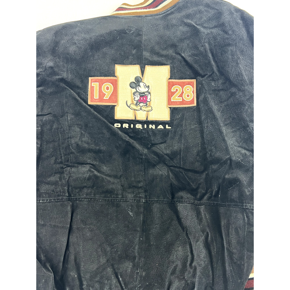 VTG‎ Leather Mickey Mouse Disney Store Embroidered Varsity Letterman Jacket Sz L